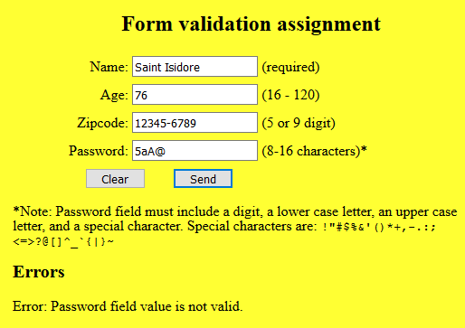 form validation example with age fixed