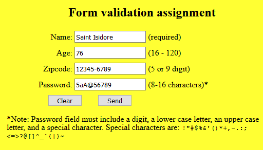 form validation example with all fields valid before submission