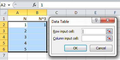 example of choosing input cell