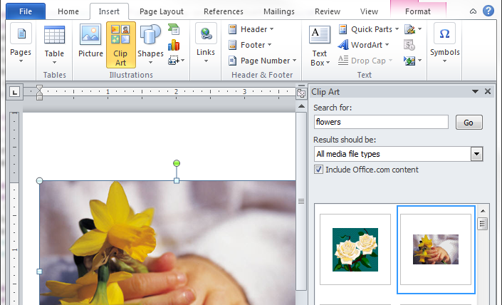 Inserting clipart
