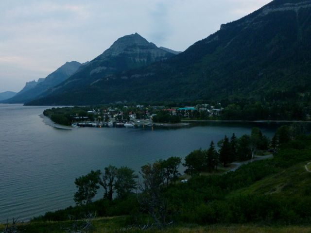 Waterton Lakes townsite from Prince of Wales hotel hillside