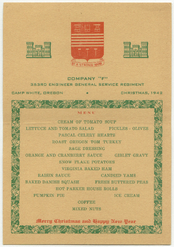 Christmas Menu - 1942