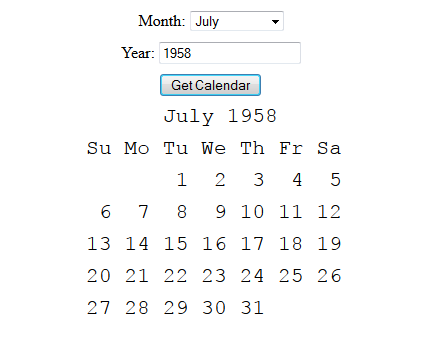 Calendar example